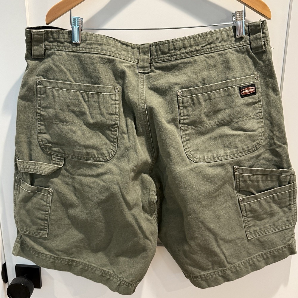 Lot Of 2 Jesse James Workwear SZ 40 Carpenter Shorts Washed Duck Canvas Grn&Tan - Picture 11 of 11
